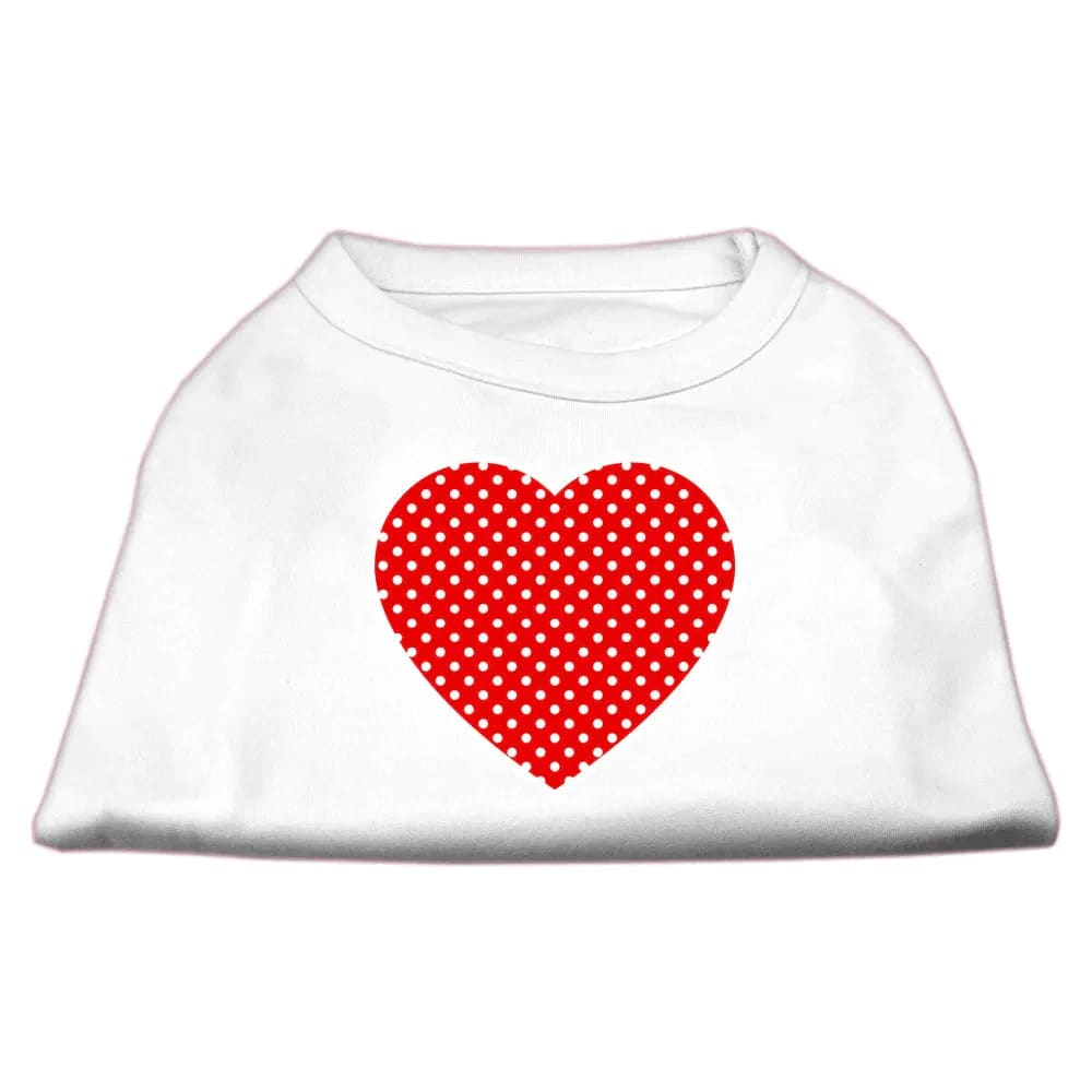 Red Swiss Dot Heart Screen Print Pet Shirt - Screen Print