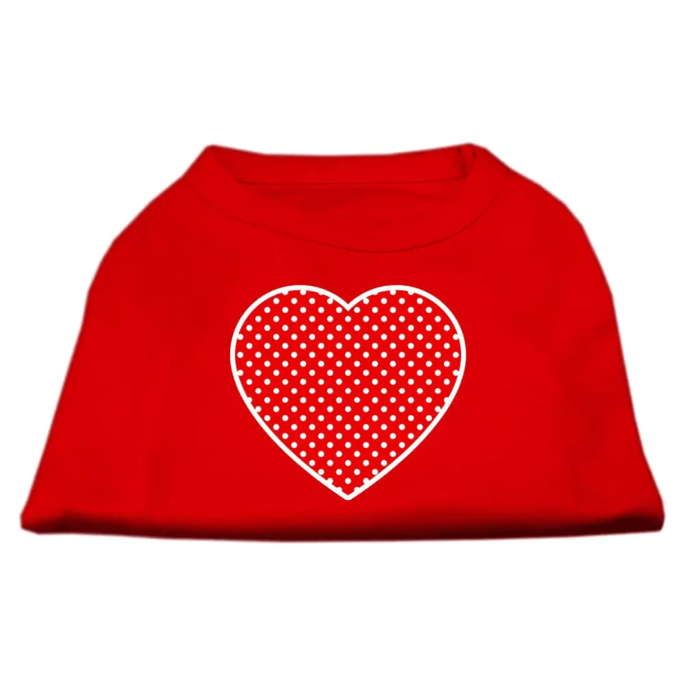 Red Swiss Dot Heart Screen Print Pet Shirt - Screen Print