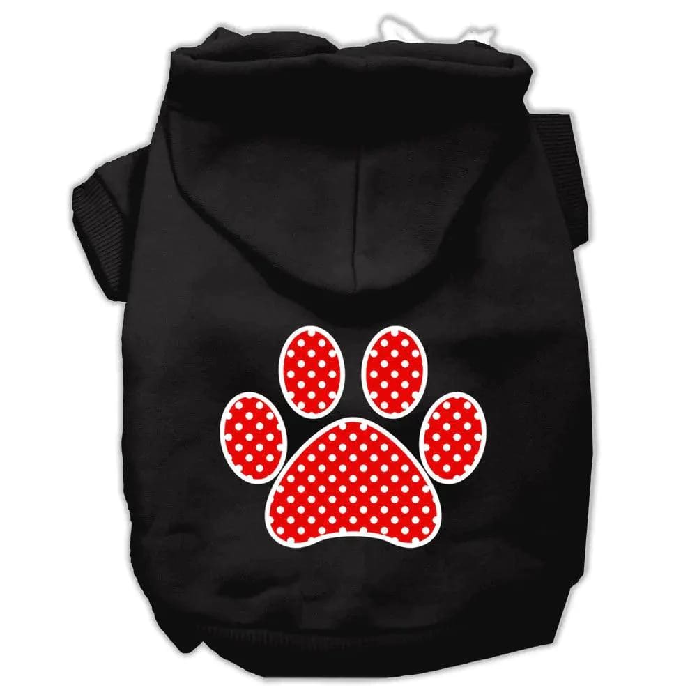 Red Swiss Dot Paw Screen Print Pet Hoodies Size - Screen