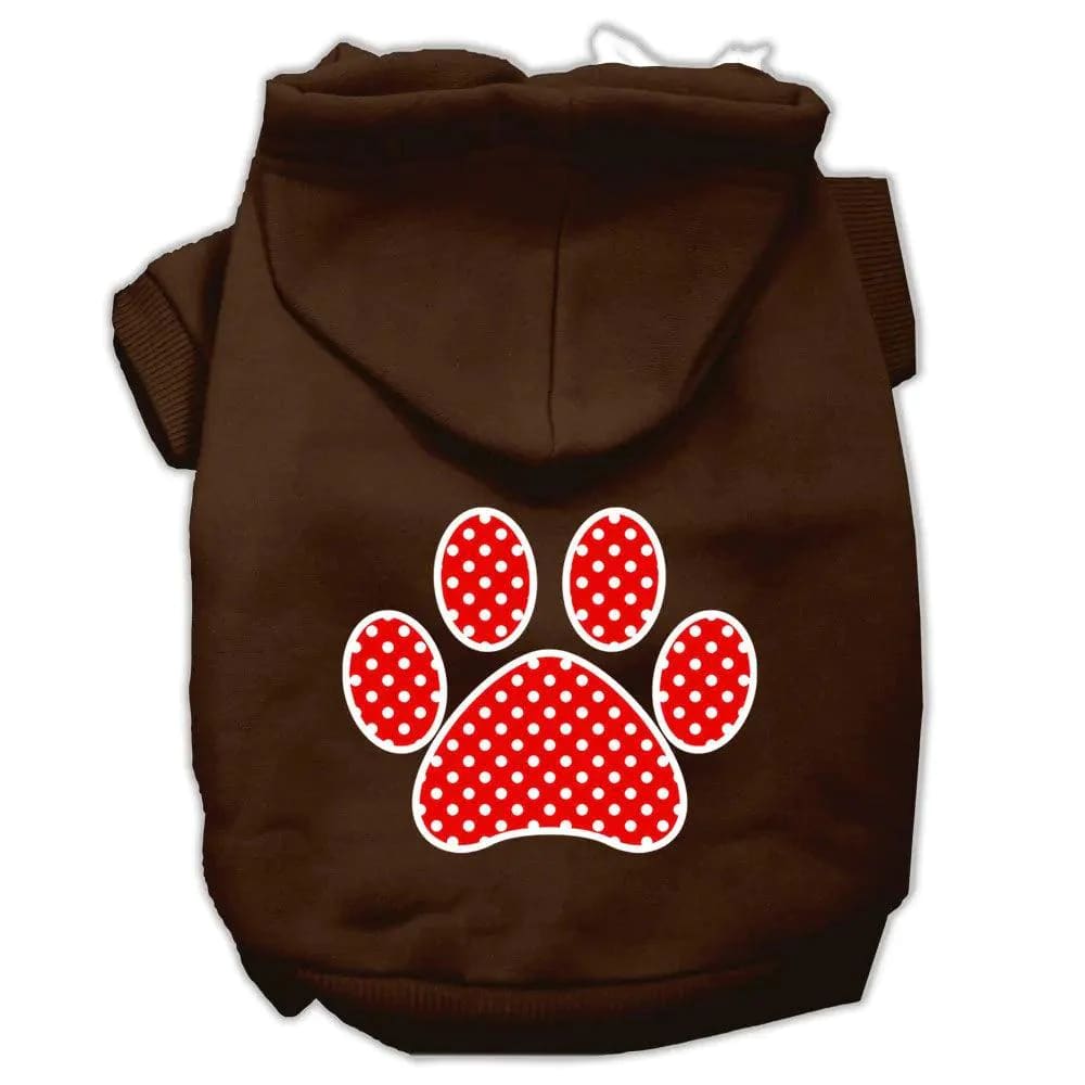 Red Swiss Dot Paw Screen Print Pet Hoodies Size - Screen