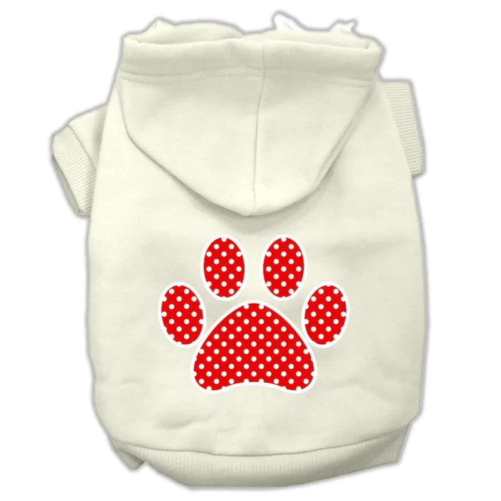 Red Swiss Dot Paw Screen Print Pet Hoodies Size - Screen