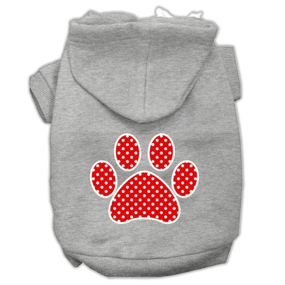 Red Swiss Dot Paw Screen Print Pet Hoodies Size - Screen