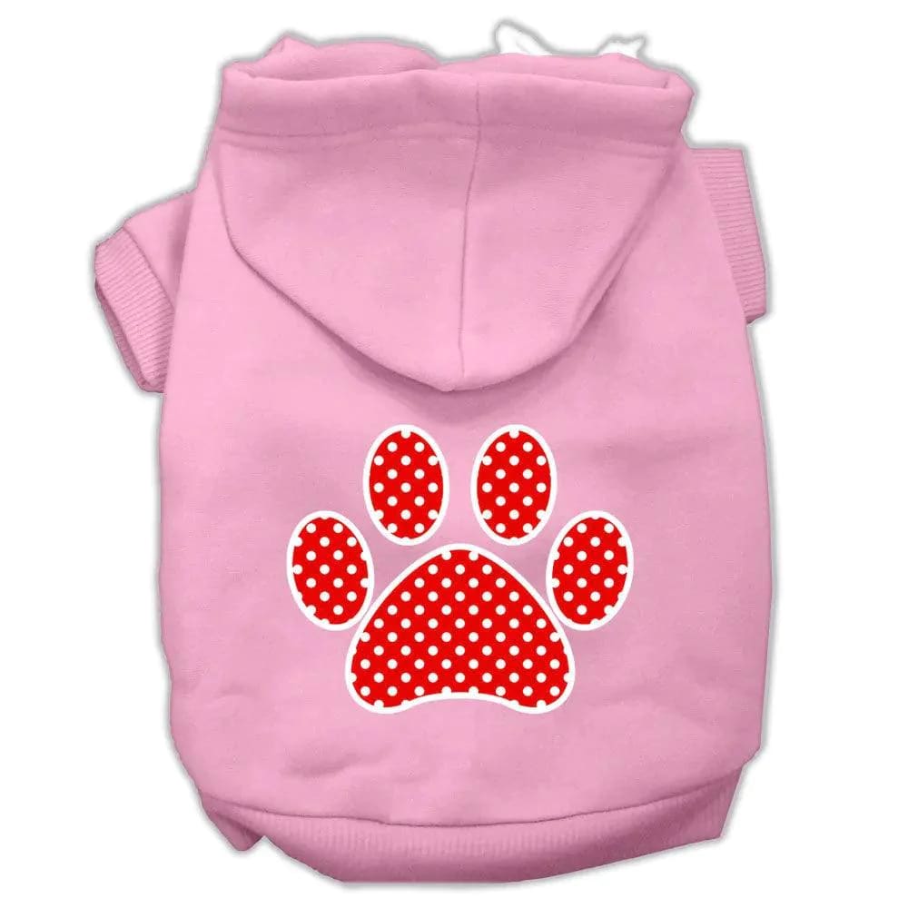 Red Swiss Dot Paw Screen Print Pet Hoodies Size - Screen