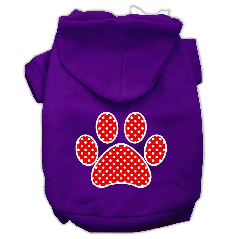 Red Swiss Dot Paw Screen Print Pet Hoodies Size - Screen