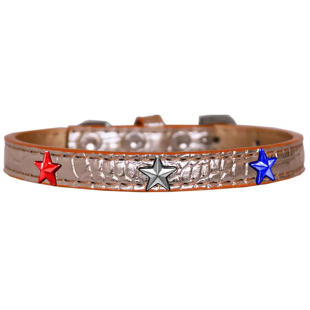 Red White And Blue Star Widget Croc Dog Collar - Dog