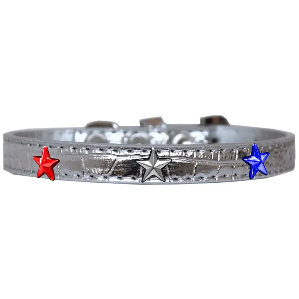 Red White And Blue Star Widget Croc Dog Collar - Dog