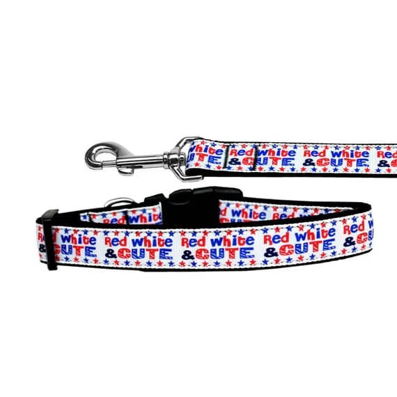 Red White And Cute! Nylon Dog Collar & Leash - Dog Collars