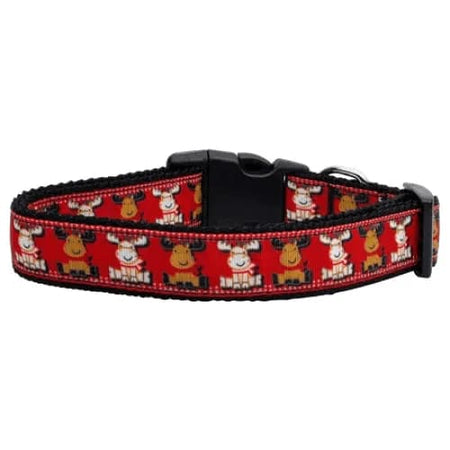 Reindeer Nylon Ribbon Dog Collars and Leashes - Christmas