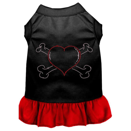 Rhinestone Heart and Crossbones Dog Dress - Rhinestone