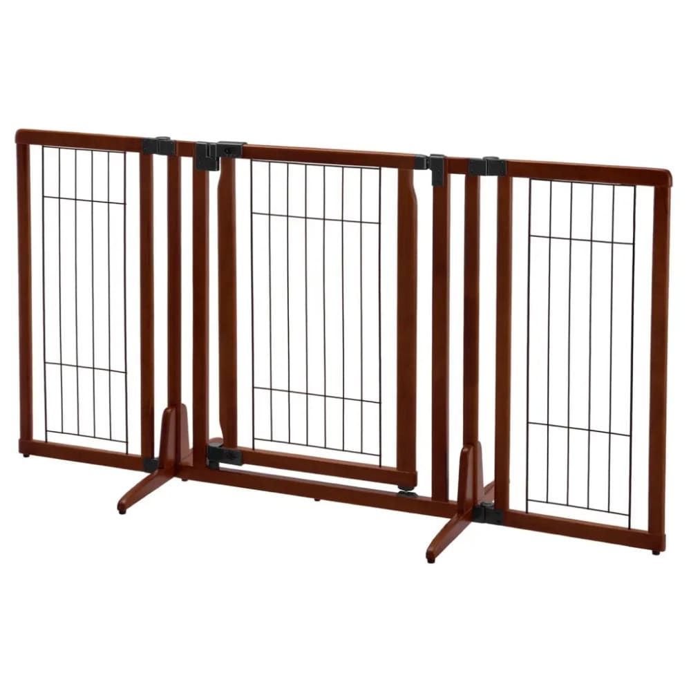 Richell Premium Plus Freestanding Pet Gate - Cherry Brown