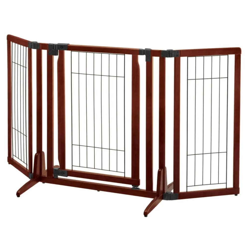 Richell Premium Plus Freestanding Pet Gate - Cherry Brown