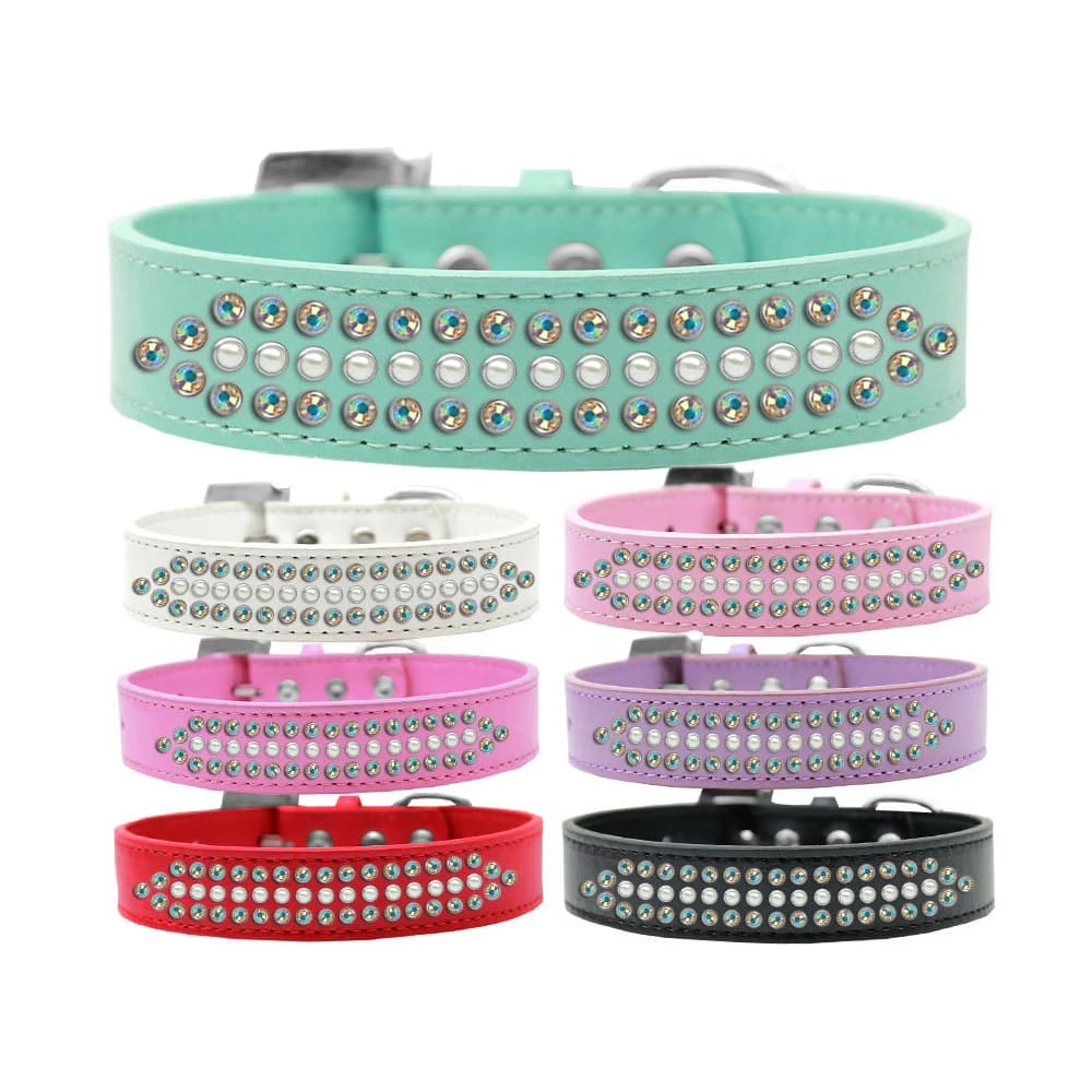 Ritz Pearl and Crystal Rim Set Dog Collars - Dog Collars