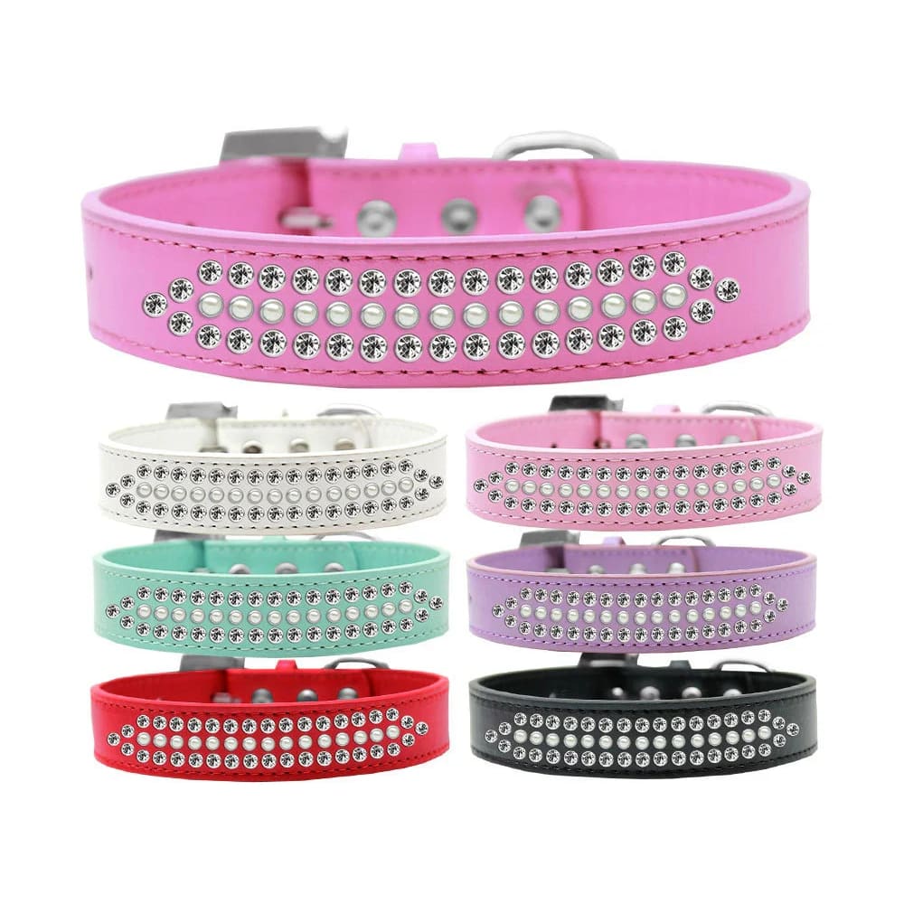 Ritz Pearl and Crystal Rim Set Dog Collars - Dog Collars