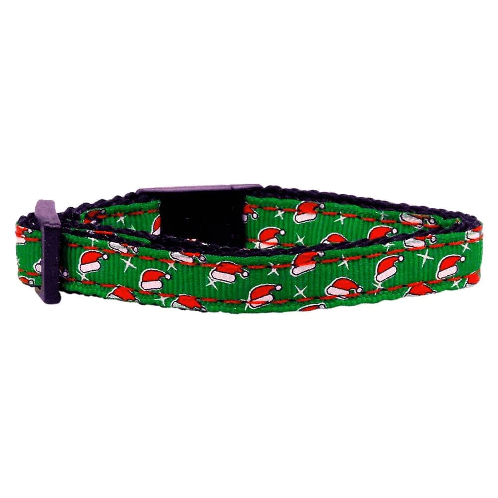 Santa Hat Nylon and Ribbon Cat Safety Collar - Christmas