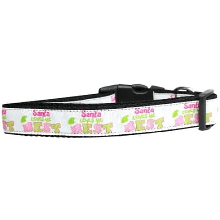 Santa Loves Me Best Nylon Dog Collars and Leashes