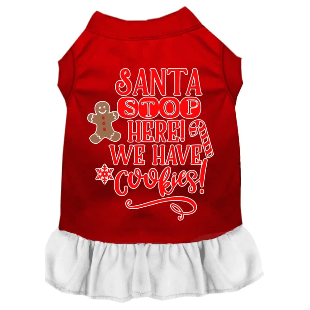 Santa We Have Cookies Screen Print Pet Dress - 6-10 Lbs.