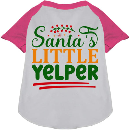 Santa’s Little Yelper Pet Raglan Shirt - Screen Print Shirts