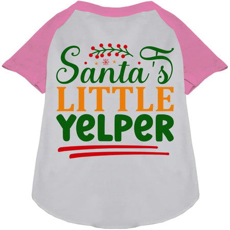 Santa’s Little Yelper Pet Raglan Shirt - Screen Print Shirts