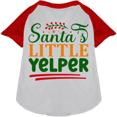 Santa’s Little Yelper Pet Raglan Shirt - Screen Print Shirts