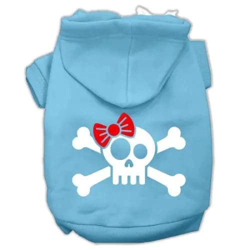 Skull Crossbone Bow Screen Print Pet Hoodies - Screen Print