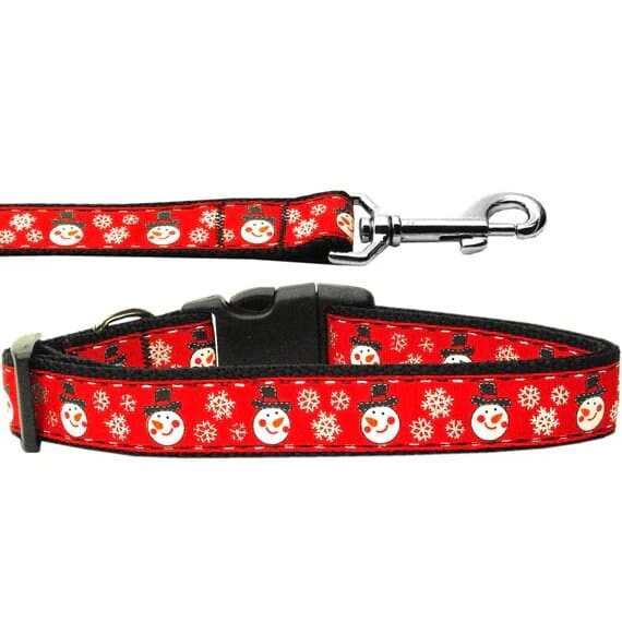 Snowmen Dog Collars and Leashes - Christmas Collars