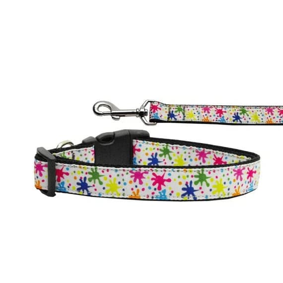 Splatter Paint Nylon Dog Collar & Leash - Dog Collars