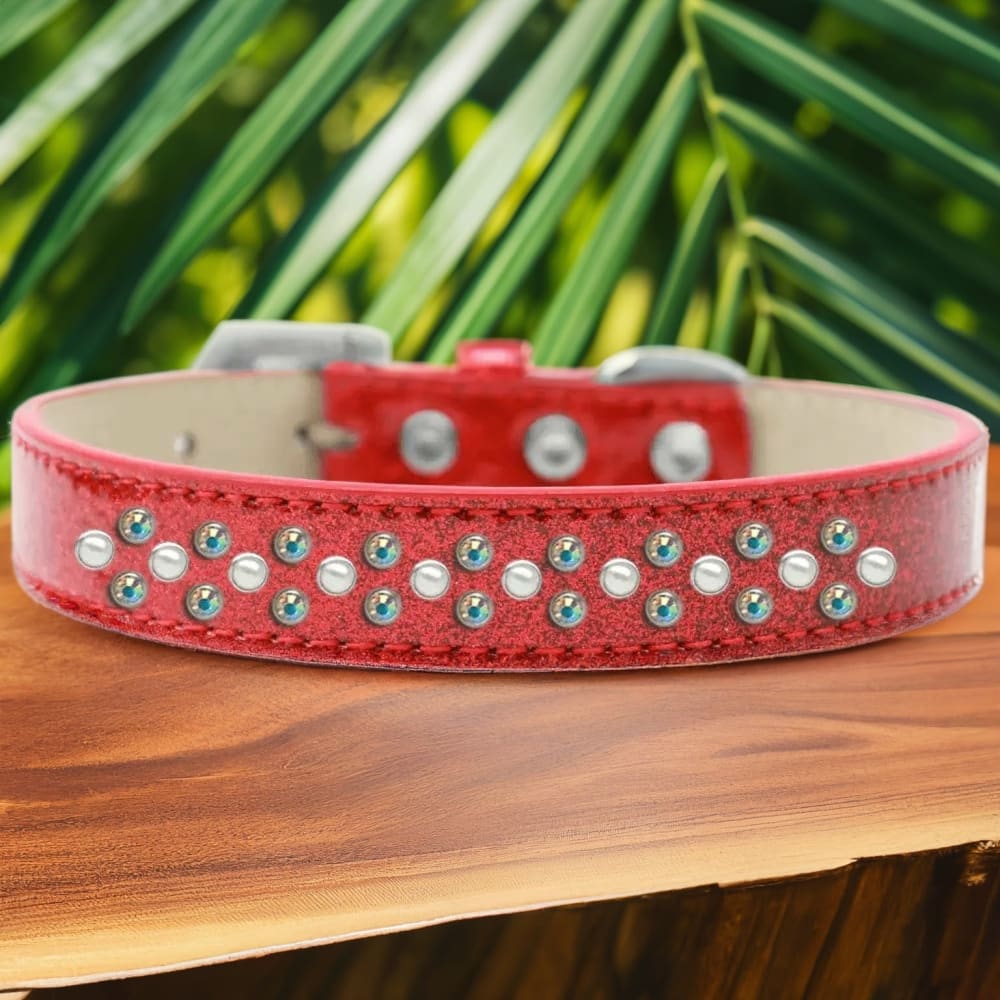 Sprinkles Ice Cream Dog Collar Pearl and Aurora Borealis