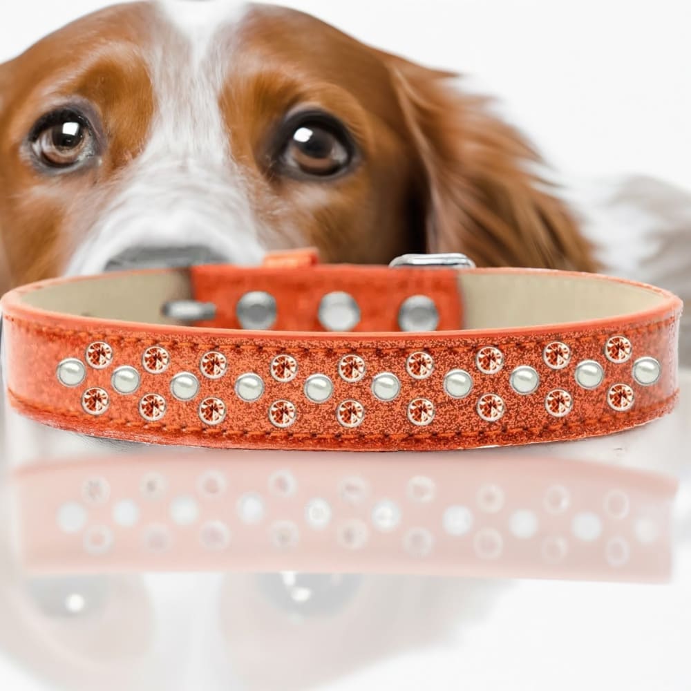 Sprinkles Ice Cream Dog Collar Pearl and Orange Crystals