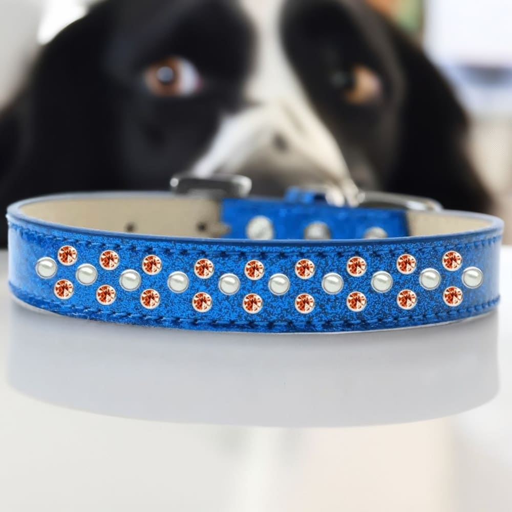 Sprinkles Ice Cream Dog Collar Pearl and Orange Crystals