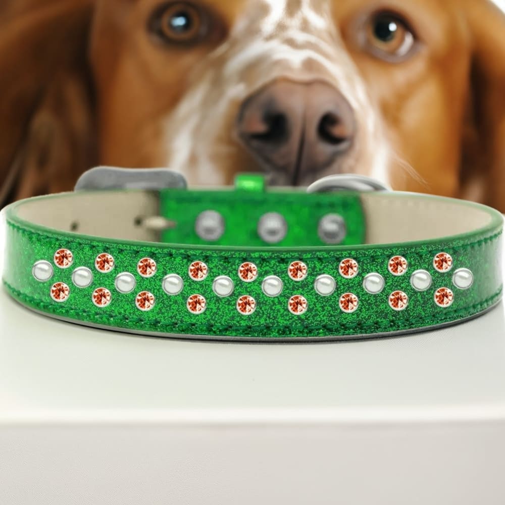 Sprinkles Ice Cream Dog Collar Pearl and Orange Crystals