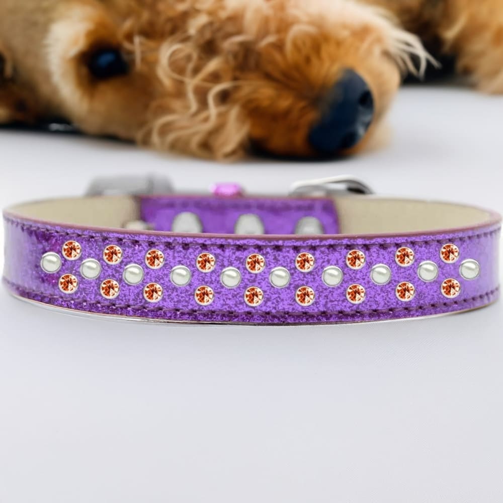 Sprinkles Ice Cream Dog Collar Pearl and Orange Crystals