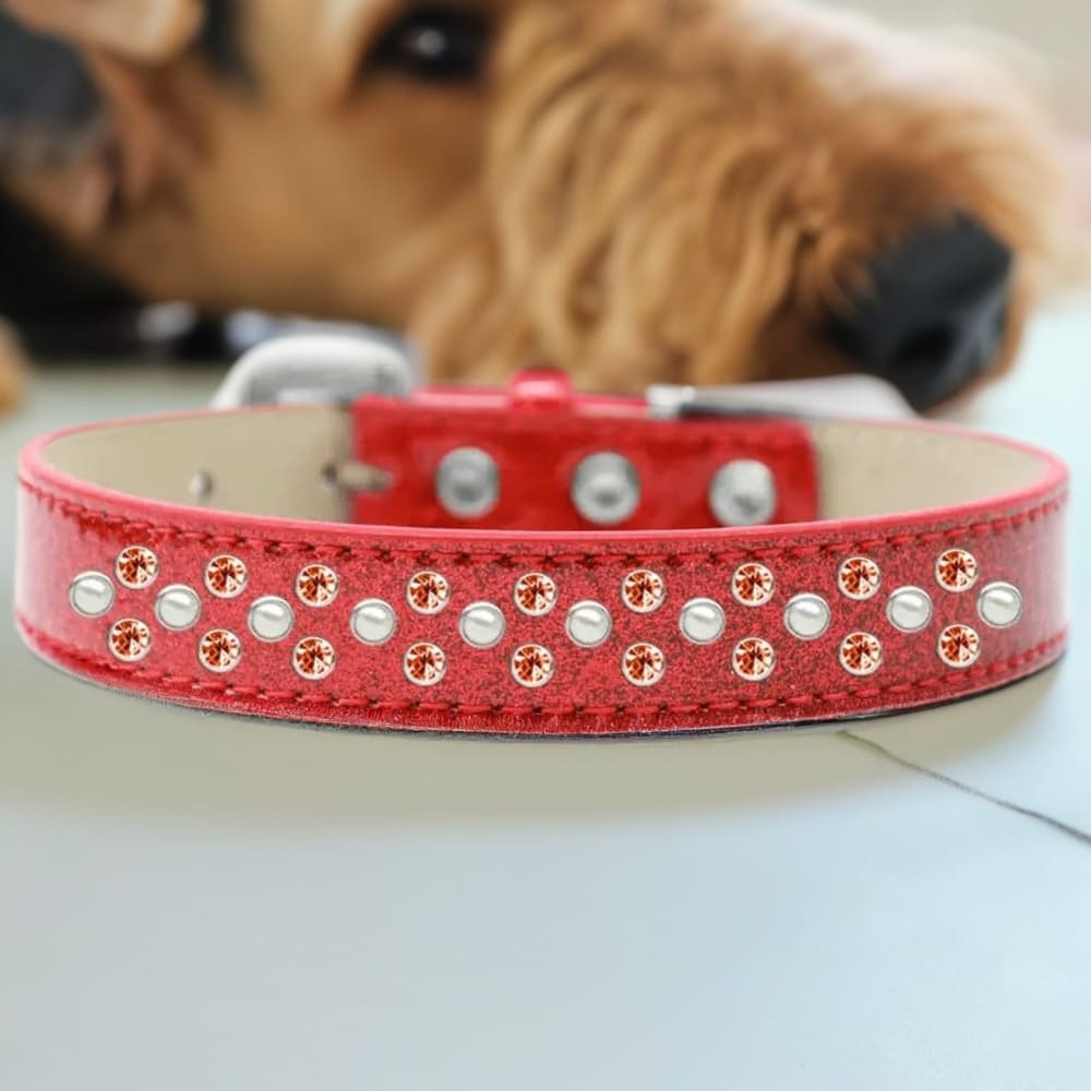 Sprinkles Ice Cream Dog Collar Pearl and Orange Crystals