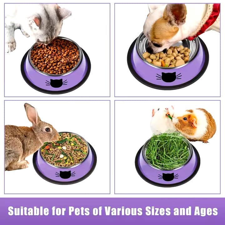 Cat Bowl - Stainless-Steel Slip-Resistant - Skid Resistant