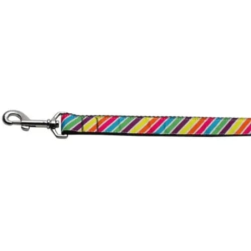 Striped Rainbow Nylon Dog Collar & Leash - Dog Collars