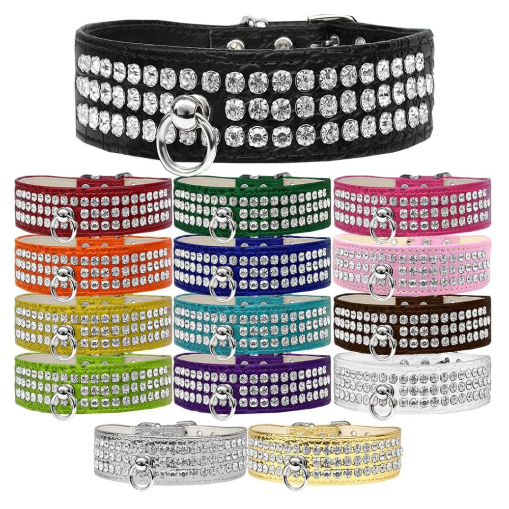 Style #73 Rhinestone Designer Croc Dog Collar - Dog Collars