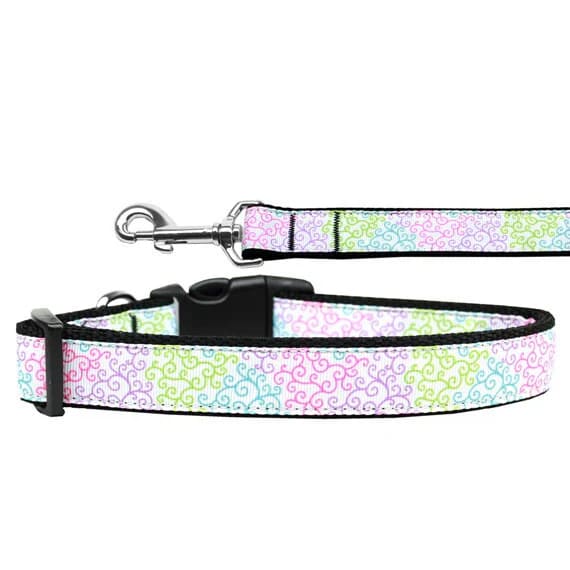 Summer Swirls Nylon Dog Collar & Leash - Dog Collars - Nylon