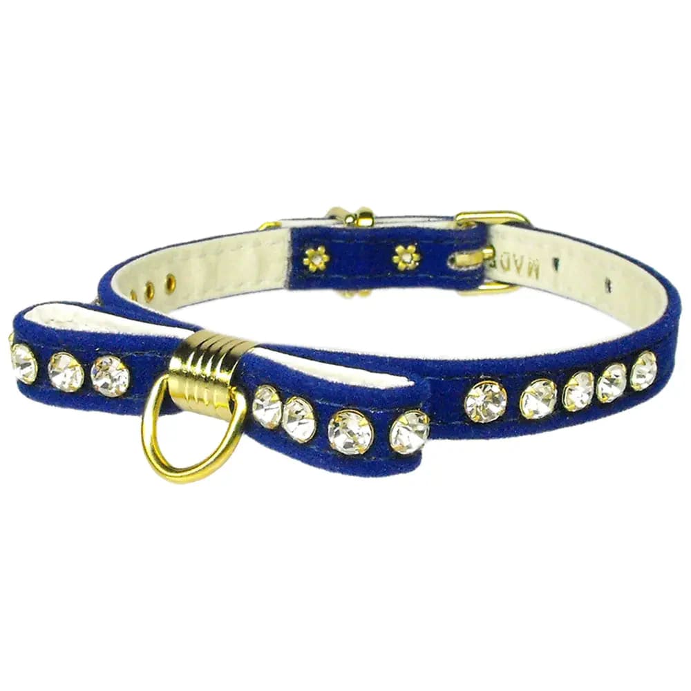 Velvet Bow Dog Collar - Dog Collars - Velvet