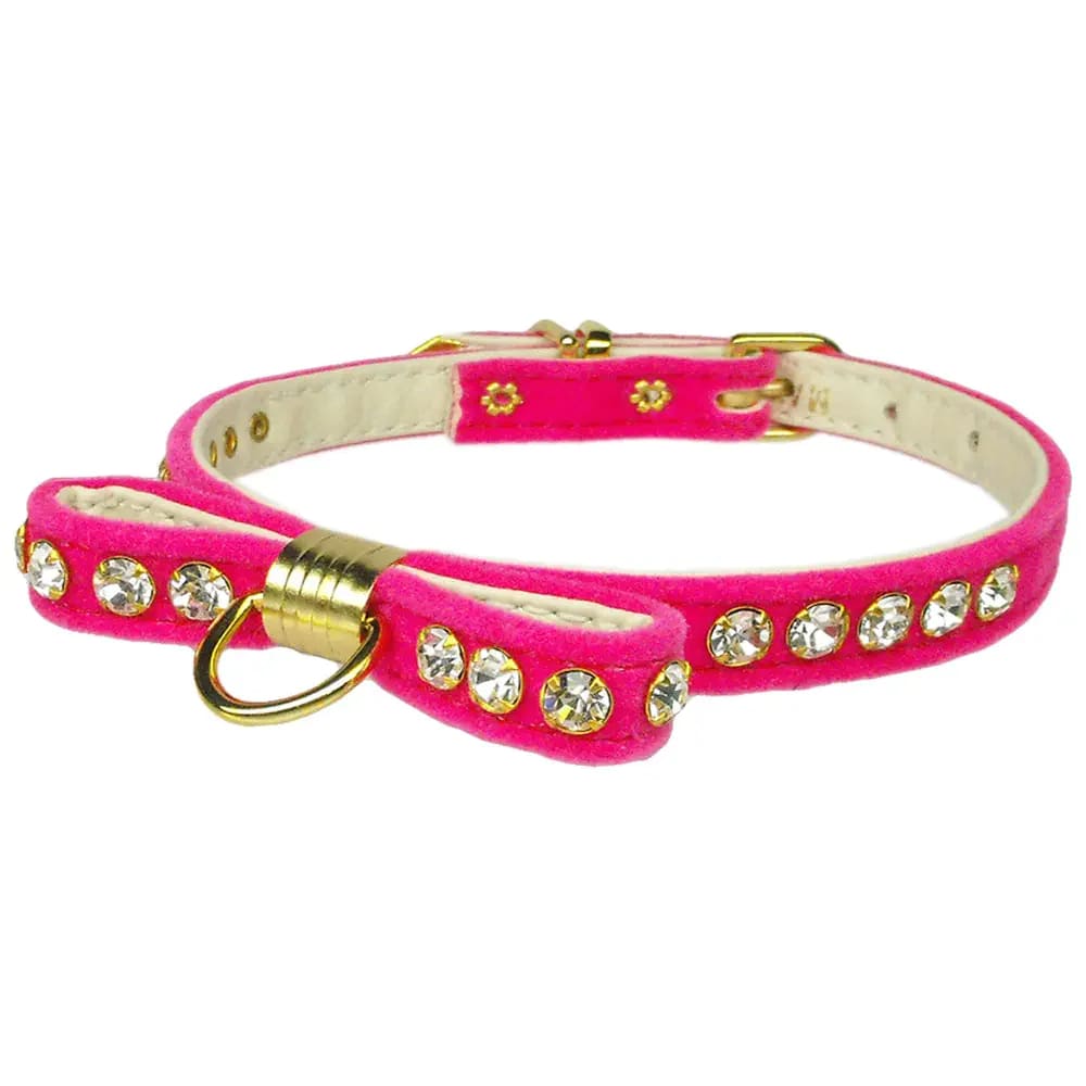 Velvet Bow Dog Collar - Dog Collars - Velvet