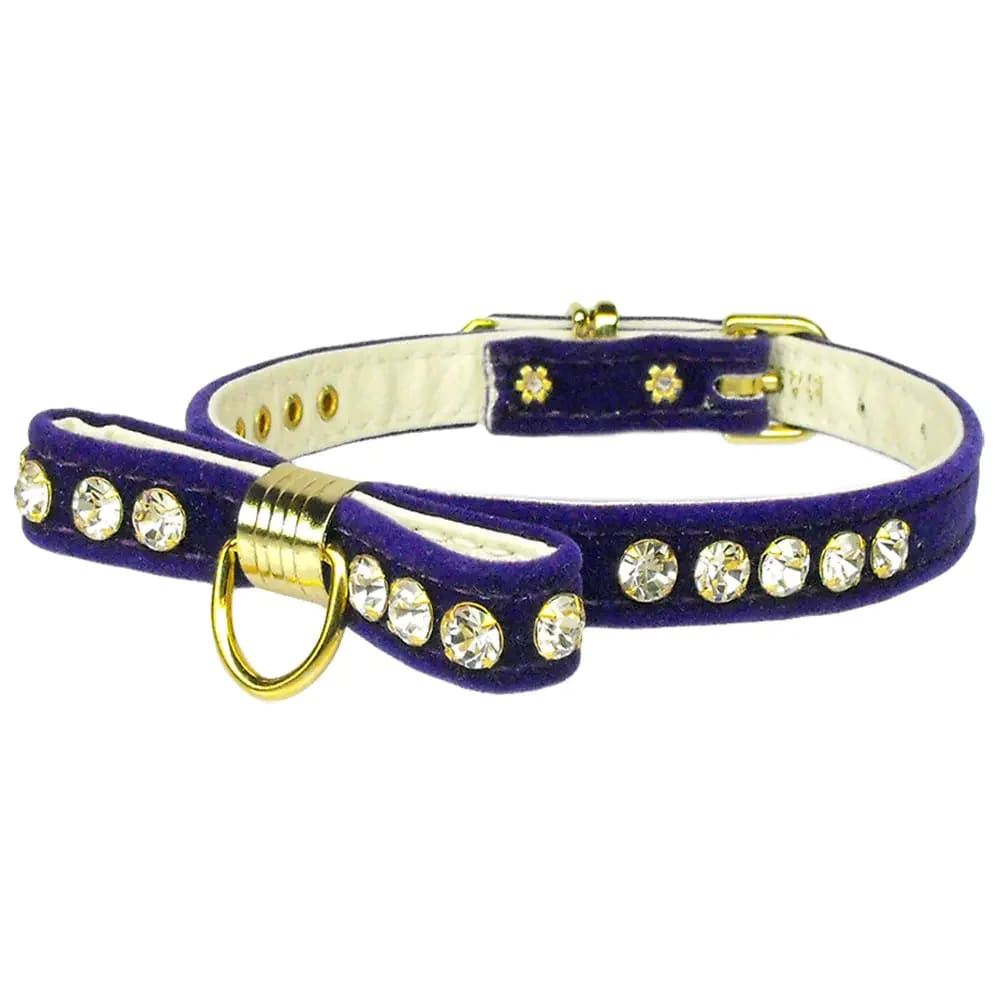 Velvet Bow Dog Collar - Dog Collars - Velvet