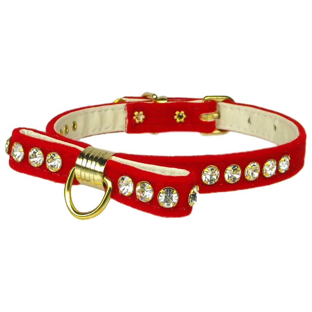 Velvet Bow Dog Collar - Dog Collars - Velvet