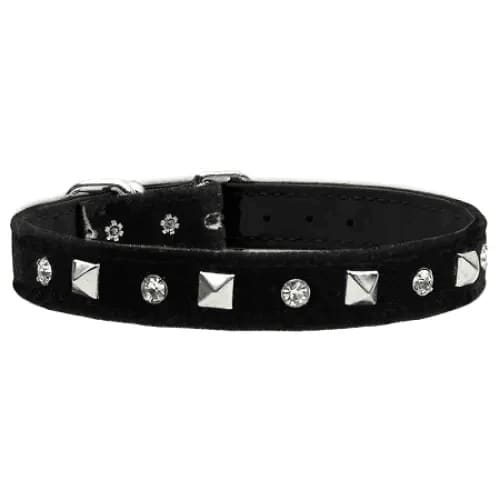 Velvet Crystal And Pyramid Dog Collars - Dog Collars