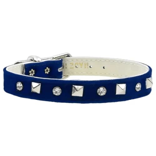 Velvet Crystal And Pyramid Dog Collars - Dog Collars