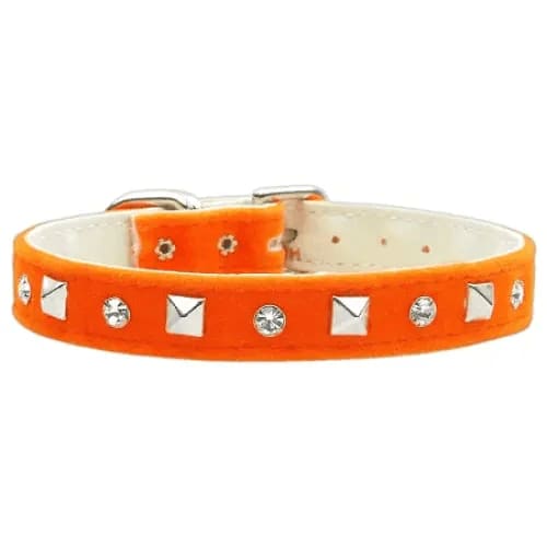 Velvet Crystal And Pyramid Dog Collars - Dog Collars