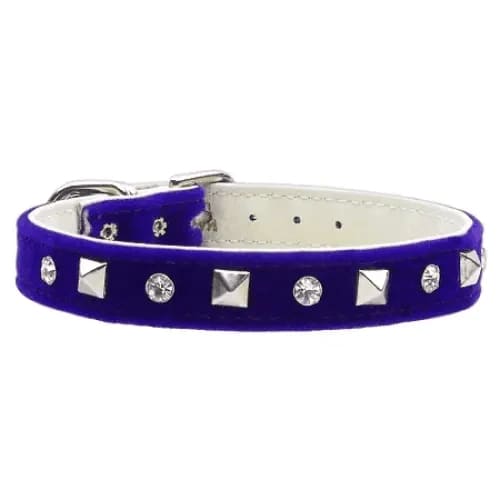 Velvet Crystal And Pyramid Dog Collars - Dog Collars