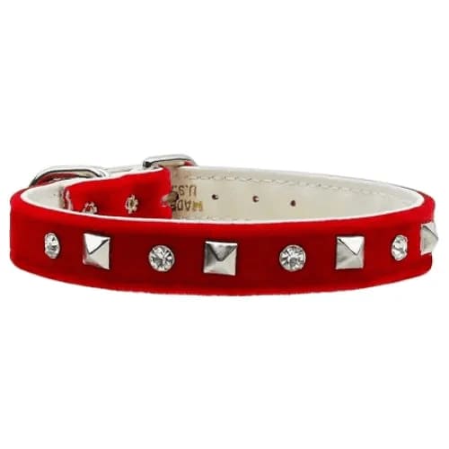 Velvet Crystal And Pyramid Dog Collars - Dog Collars