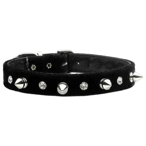 Velvet Crystal And Spike Dog Collars - Dog Collars - Velvet