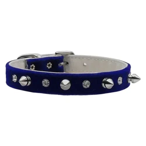 Velvet Crystal And Spike Dog Collars - Dog Collars - Velvet