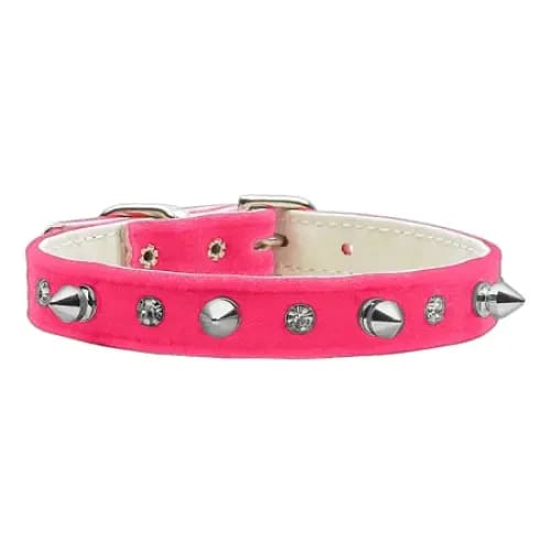 Velvet Crystal And Spike Dog Collars - Dog Collars - Velvet