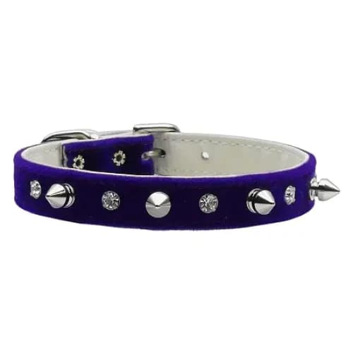 Velvet Crystal And Spike Dog Collars - Dog Collars - Velvet