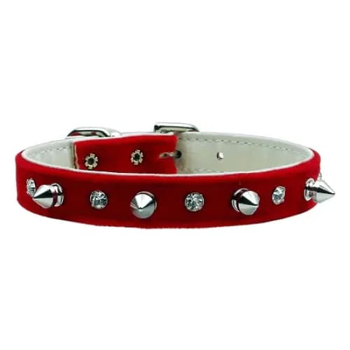 Velvet Crystal And Spike Dog Collars - Dog Collars - Velvet